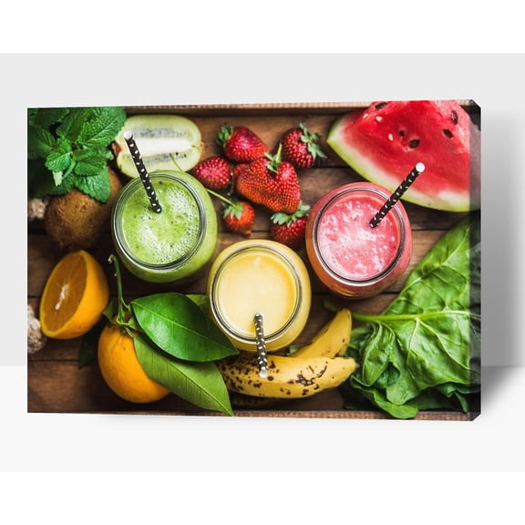 Kitchen Wall Decor Canvas Art, Colorful Fruit Canvas Print for Dining Room Decor, Contemporary Fruit Picture Kitchen Framed Painting for Restaurant Decor-Ready to Hang 12x18