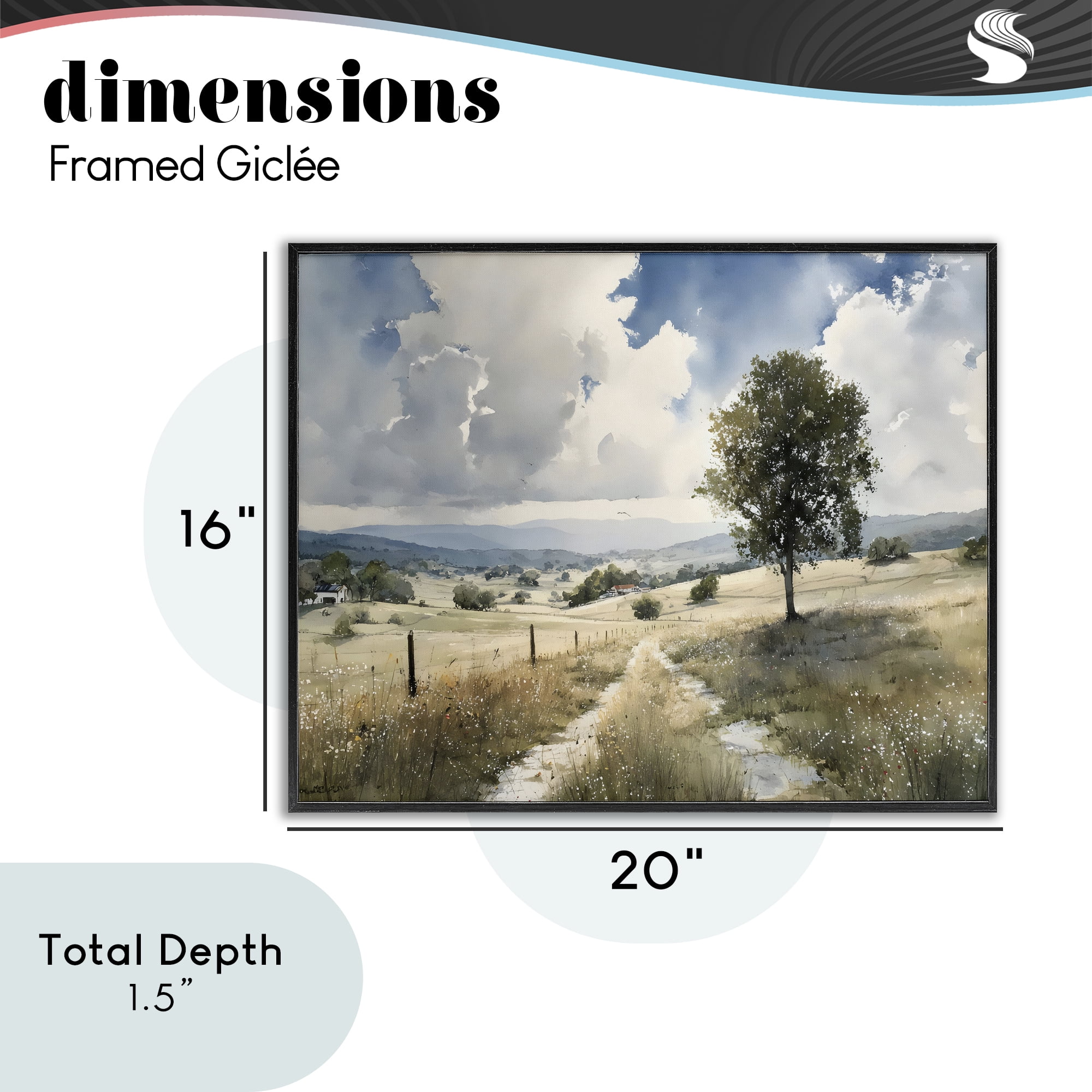 Stupell Industries Wagon Road Through Meadow Black Framed Giclee Art, design by Franklyn Gregory