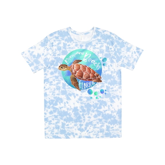 Inktastic Pompano Beach, Florida Swimming Sea Turtle with Bubbles T-Shirt
