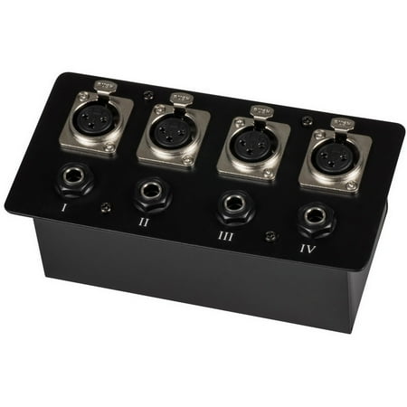 Female Style Mount - Floor / Surface Mount Stage Box with Four XLR Female and Four 1/4