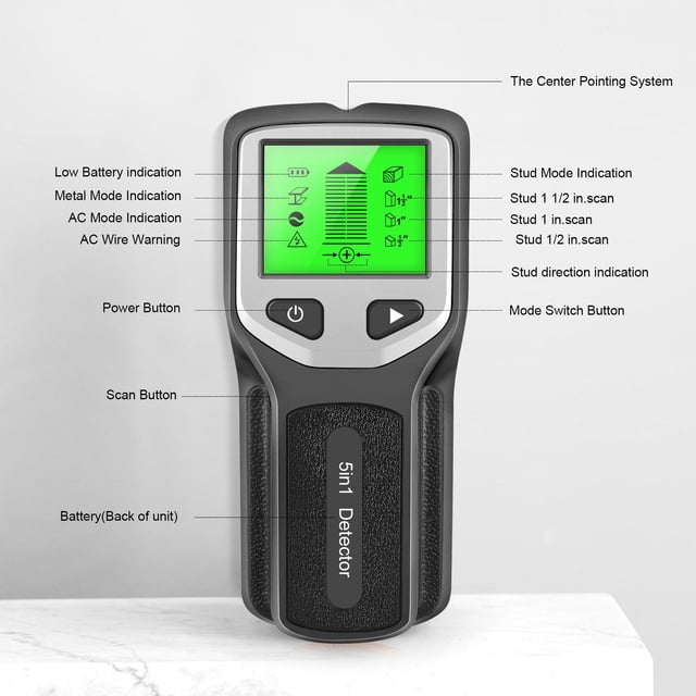 Buscador de bordes de madera de mano de pernos Sensor Escáner ed inalámbrico Escáner de cable eléctrico de CA 5 Macarena Escáner de pared con buscador de montantes