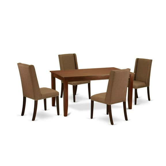 East West Furniture Dudley 5-piece Wood Dining Room Set in Mahogany