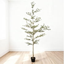 S-HOME 7ft Artificial Black Olive Tree in Pot, Realistic Faux Plant for Indoor Home Office Decor
