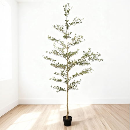 S-HOME 7ft Artificial Black Olive Tree in Pot, Realistic Faux Plant for Indoor Home Office Decor