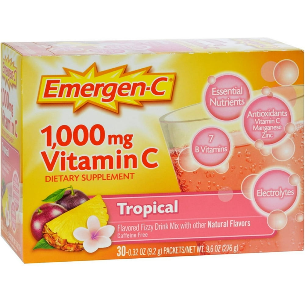 EmergenC 1000 mg Vitamin C Fizzy Drink Mix, Tropical 30 ea