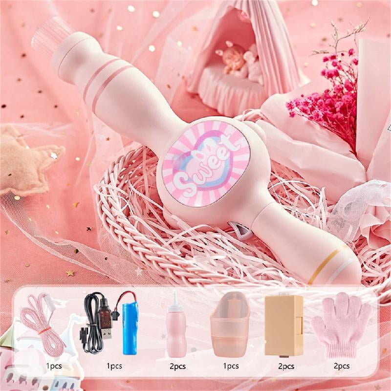 Bubble Machine Stick with Colorful Light for Parties Photo Props Automatic Bubbling and Fogging