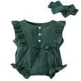 thumbnail image 1 of MesaSe Baby Romper Hair Band Set Infant‘s Fly Ruffled Sleeve Jumpsuit, 1 of 5