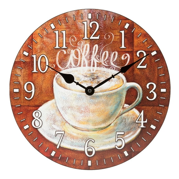 La Crosse Clock 12 inch Round Coffee Décor Quartz Analog Wall Clock, 404-2631C