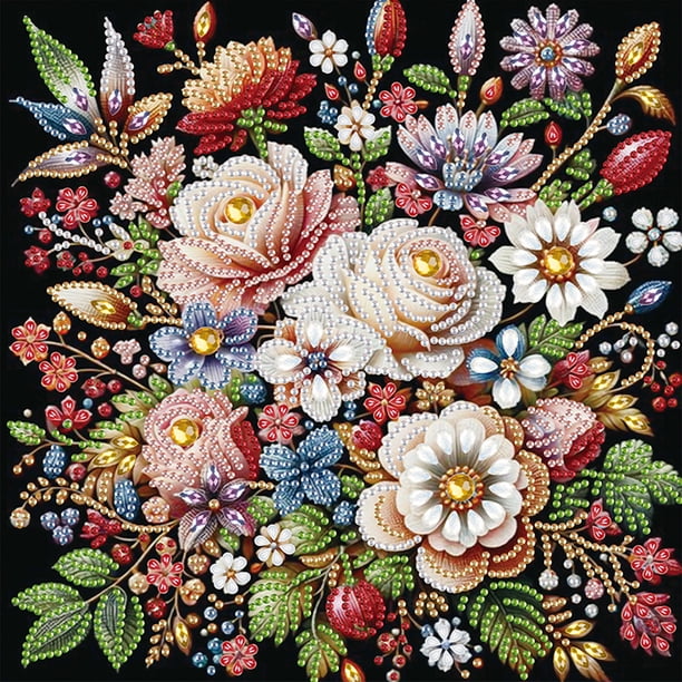 Kit Con Forma Especial Parcial DIY 5D Flores 30x30cm