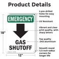 thumbnail image 2 of (2 Pack) Gas Shutoff [Down Arrow] With Symbol OSHA Emergency Sign 12 Inch X 18 Inch Indoor / Outdoor Rust-Free Aluminum Metal Signs for Workplace, Workshop, and Construction Site, Made in the USA, 2 of 8