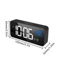 thumbnail image 4 of Reloj despertador con espejo LED, pantalla de temperatura USB, música de cabecera, reloj electrónico para niños, estudiantes Inevent HA001222-02, 4 of 6