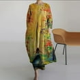 thumbnail image 3 of JBXKXYW Dresses for Women 2024 Casual Spring Women's Loose Round Neck Fashion Senior Long Sleeve Printed V Neck Dress Dress Women Sundress Sun Dress (Yellow,XXXL), 3 of 4