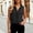 Black, variant on 2026 Women's Casual Denim V-Neck Ruffled Shirt Blouse, Sleeveless Ruffled Edge Jean Top, Loose Fit Casual Denim Blouse
