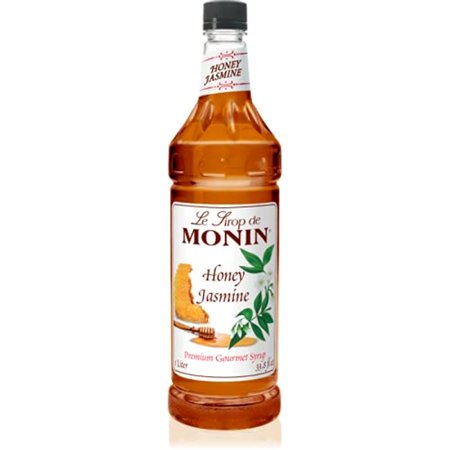Monin - Honey Jasmine Syrup, Honey & Sweet Jasmine Flavored Syrup, Coffee Syrup, Natural Flavor Drink Mix, Simple Syrup For Coffee, Tea, Lemonade, Cocktails, & More, Gluten-Free, Clean Label (1 L