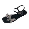 thumbnail image 1 of BADHUD Chaussures d'Été Décontractées pour Femmes, Sandales Plates à Brides Mignonnes avec Strass, 1 of 5