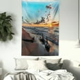 thumbnail image 4 of Driftwood Tapestry, Driftwood on a Lake at Sunset Landscape with Cloudy Sky Digital Image, Wall Hanging for Bedroom Living Room Dorm Decor, 60W X 80L Inches, Sky Blue and Apricot, by Ambesonne, 4 of 5