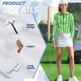 thumbnail image 5 of Garronmavis Women's Golf Shirt Zip Up Workout Tennis Tops Long Sleeve Athletic Hiking Running Workout Tops, Green Stripe Golf, Size 2XL, 5 of 7
