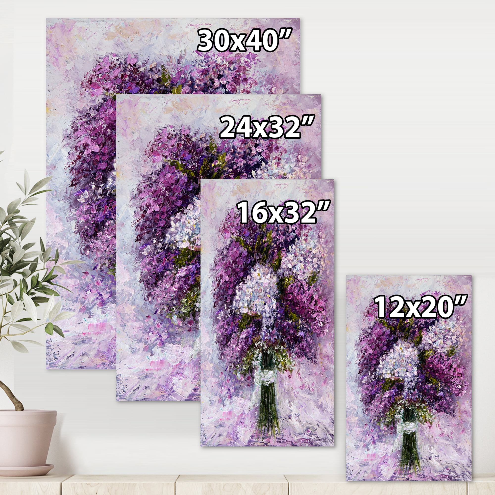 Designart ' Purple Hyacinth Flowers Bouquet ' Traditional Canvas Wall Art Print
