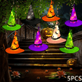 thumbnail image 1 of Halloween Decorations Lighted Witch Hats 5Pcs  Glowing Witch Hats 19ft Halloween String Light with 8 Modes Remote for Halloween Party Home Garden Tree Porch Decoration, 1 of 8
