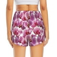 thumbnail image 4 of Xecao's Orchids Flowers for a double-layer running short for women, perfect for gym, tennis, and more, featuring a convenient pocket., 4 of 9
