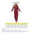 thumbnail image 4 of Traje de pantalón superior para mujer Manga larga Cuello en V Botón Cierre con cordón frontal Trajes de dos piezas Rojo vino XXL, 4 of 4