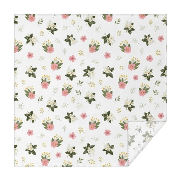Pioneer Flower Floral Print Pattern Square Tablecloth, Waterproof Wipeable Spillproof Washable Table Cover for Home Kitchen Party Decor, 42"x42"