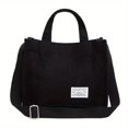 thumbnail image 4 of Mini Letter Patch Corduroy Tote Bag, Satchel Square Casual Shoulder Bag Retro Style Crossbody Bag With Double Handle, 4 of 4