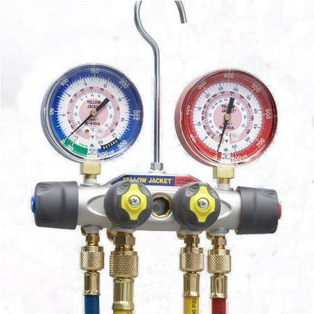 2 Valve Aluminum Manifold - YELLOW JACKET 49847 Mechanical Manifold Gauge Set,2-Valve