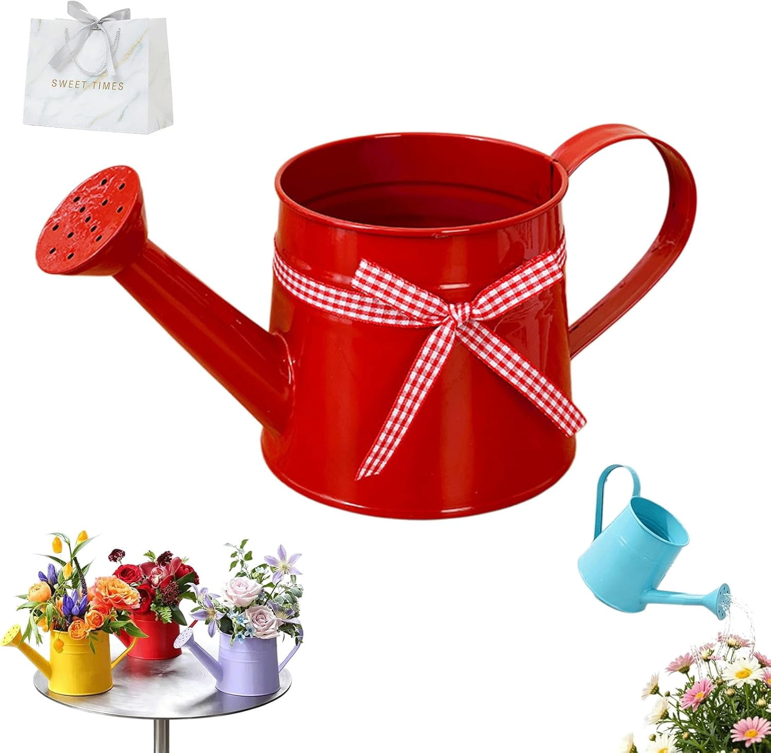 2026 New Metal Watering can,1L Tinplate Watering Kettle,Vintage Metal Waterings Cans for Flowers, Indoor & Outdoor Plants, Lawn & Garden Irrigation Tool (D)