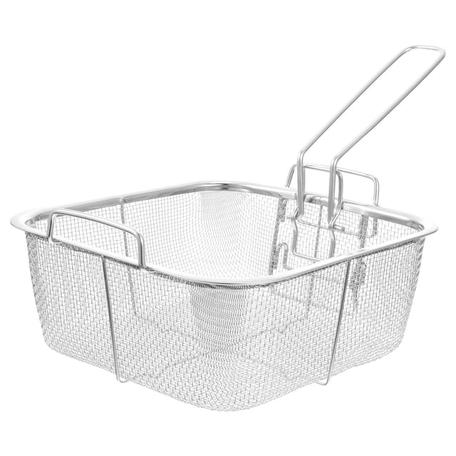 TEHAUX Frying Basket Stainless Steel for Kitchen Use Silver Multipurpose Fry Tool with Ergonomic Handle 3.5 x 2.5 x 1.2in