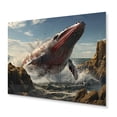 thumbnail image 2 of Designart "Ocean s Spectacle Coastal Whale Watching III" Animals Metal Wall Decor, 2 of 5