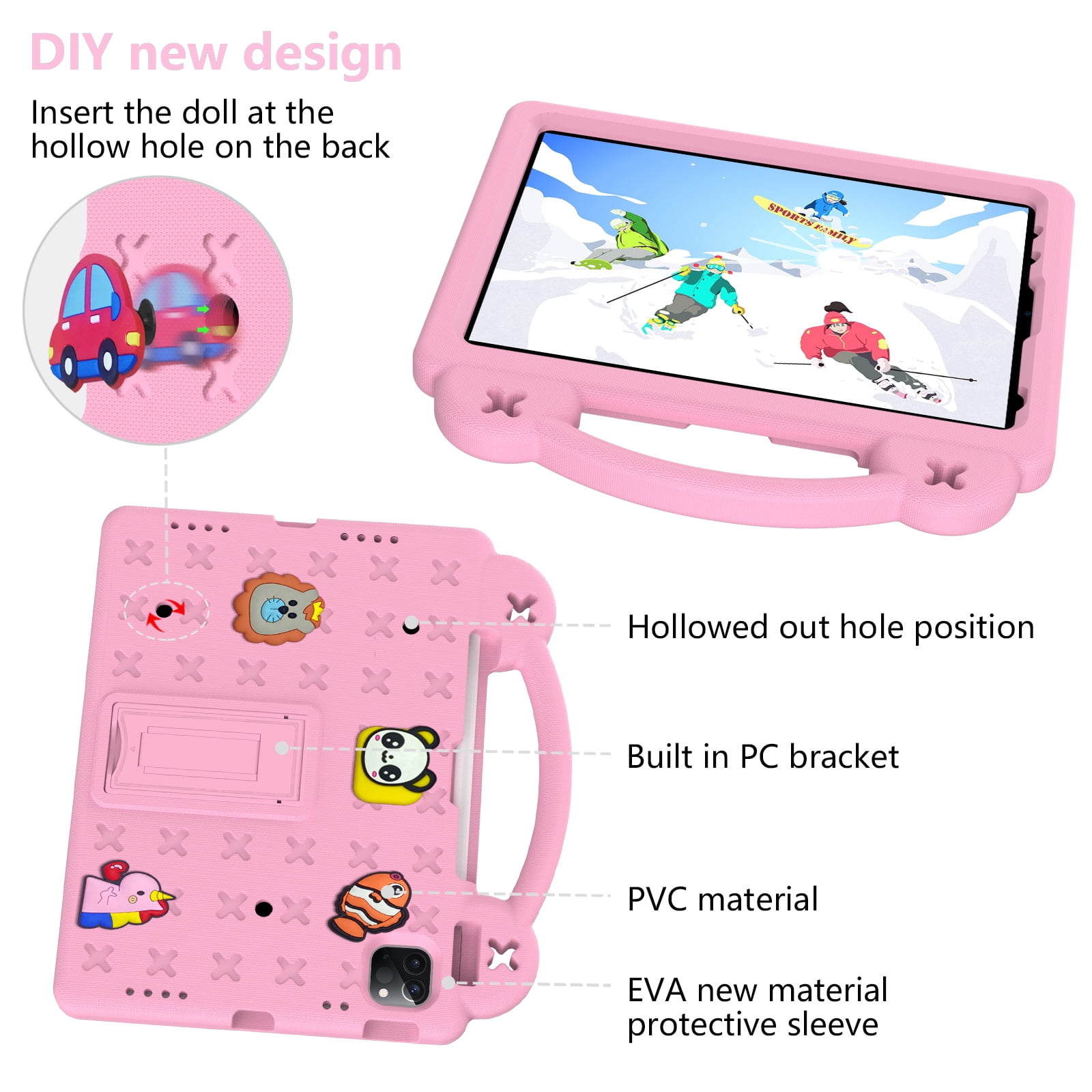 Rugged Case for Apple iPad A16 11th Gen 11 inch 2025 & iPad 10th Gen 10.9" with Screen Protector Film, Shockproof EVA Foam Cover with Adjustable Shoulder Strap, Built-in Kickstand, Child-Friendly