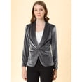 thumbnail image 4 of Abrigo De Oficina Para Mujer Chaqueta De Terciopelo Con Botones Y Cuello Chal Sólido gris XL, 4 of 7