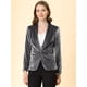 thumbnail image 4 of Abrigo de Oficina para Mujer Allegra K Chaqueta de Terciopelo con Botones y Cuello Chal Gris M, 4 of 7