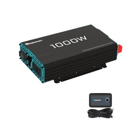 Renogy 1000W 12V Pure Sine Wave Inverter Power Inverter DC 12V to AC 120V Off-Grid Solar Power 110V with Built-in 5V/2.1A USB Port