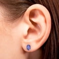thumbnail image 3 of Tanzanite 8x6mm Oval Stud Earrings in 14k Rose Gold, 3 of 4
