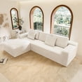 thumbnail image 4 of Aukfa 104" Modular Cloud Sectional Sofa with Left-Facing Chaise, Plush Corduroy Upholstered Deep Seat Couch, No Assembly Required for Living Room/Bedroom/Apartment, White, 4 of 8