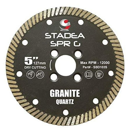 

Stadea SBD101S Diamond Saw Blade 5-Inch Continuous Turbo For Grinder - Granite Hard Stone Dry Cutting 8 MM Segments