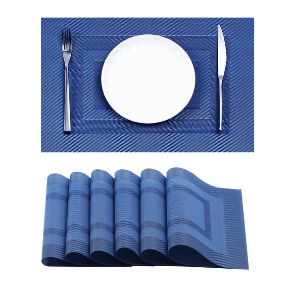 Set de 6 Manteles Individuales Leetaltree con Marco Azul Resistentes al Calor de PVC
