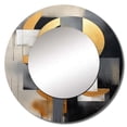 thumbnail image 2 of Designart "Harmonious Shapes Gold Black Composition" Abstract Shapes Rund Mirror For Wall Decor - Large Gold Round Printed Mirror -Modern Round Living Room Mirror - 23" x 23", 2 of 6