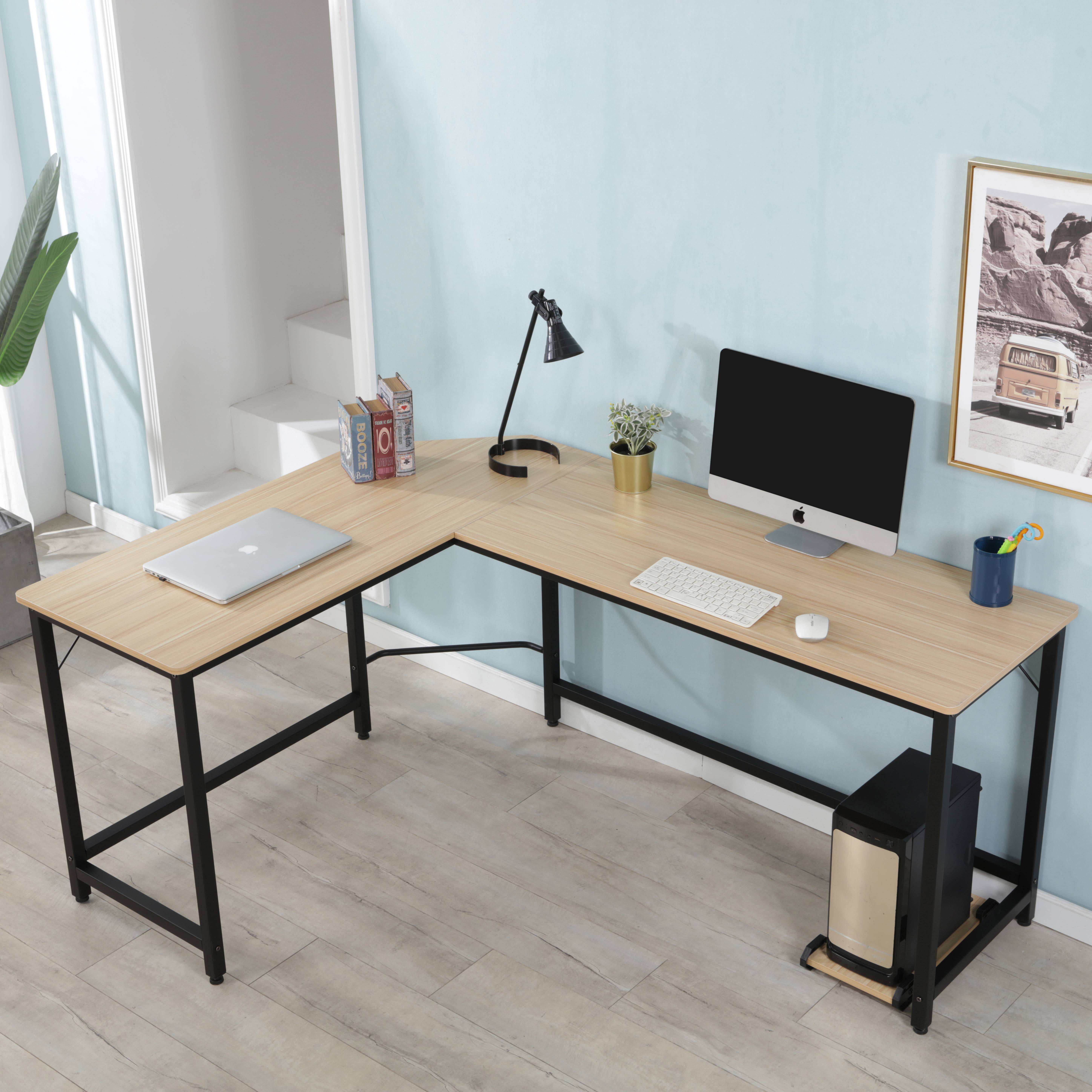 Shaped Desk Home Office Desk Corner Computer Gaming Laptop Table Workstation Details about   L 