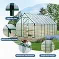 thumbnail image 2 of Senfot 8 x 16ft Walk-in Greenhouse Heavy-Duty Aluminum Frame Polycarbonate Panels Quick Setup Roof Vent Large Outdoor Greenhouse Kit for Garden Backyard Green, 2 of 9