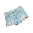 thumbnail image 3 of Jessica Simpson Girls' Vintage Wash Crochet Pocket Denim Short, Sizes 7-16, 3 of 5