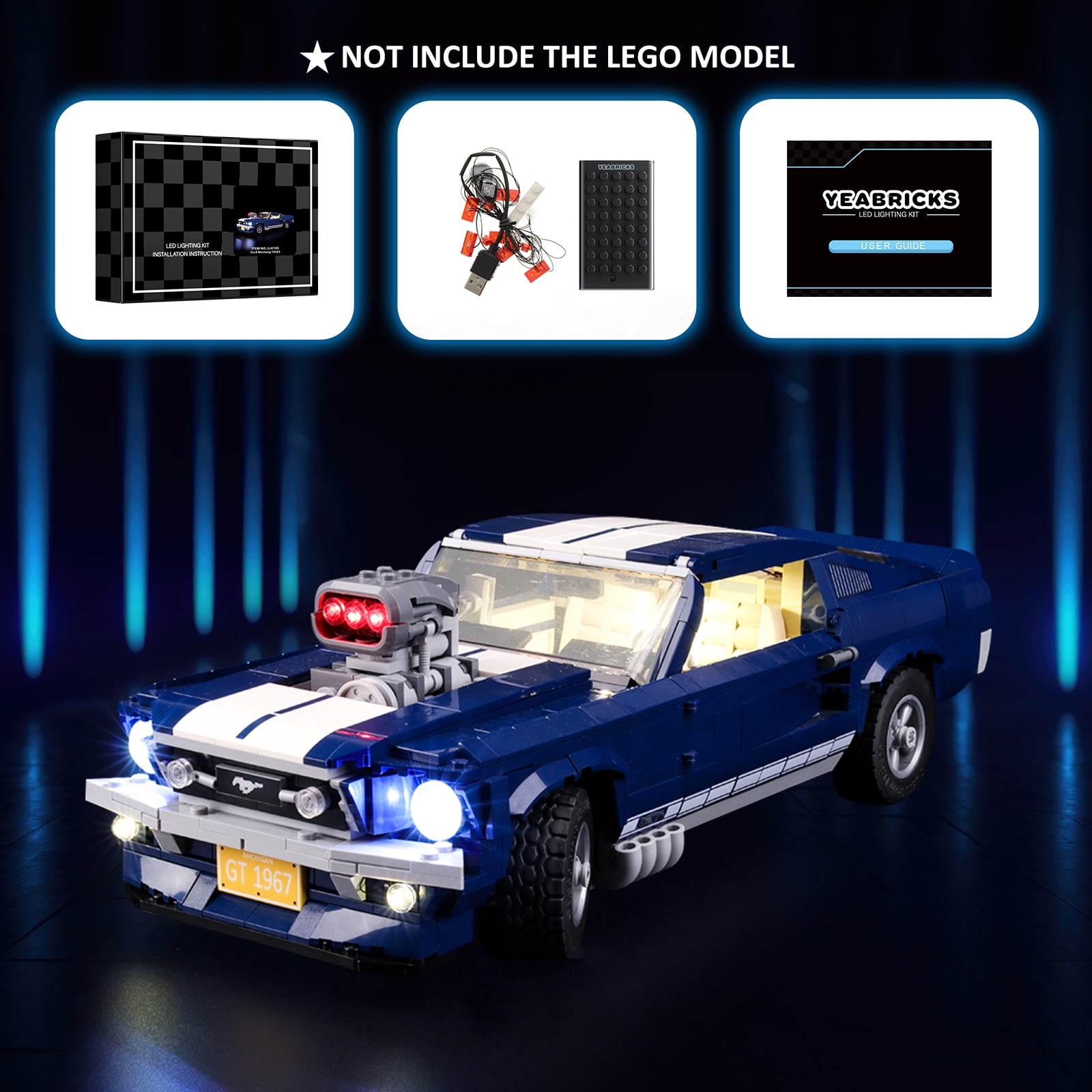 Illuminate-your-Bricks - LED-Beleuchtungs-Set für LEGO® Ford Mustang #10265
