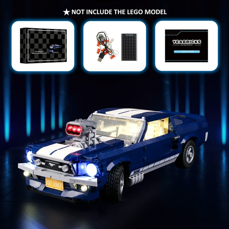 YEABRICKS LED Lighting Kit Compatible with LEGO Creator Expert Ford Mustang Model Car Set 10265 Not Include the Building Set