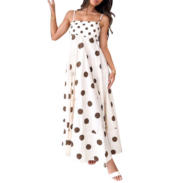 Vestido largo de verano Tsseiatte para mujer, con tirantes finos, espalda descubierta y corte A, fluido