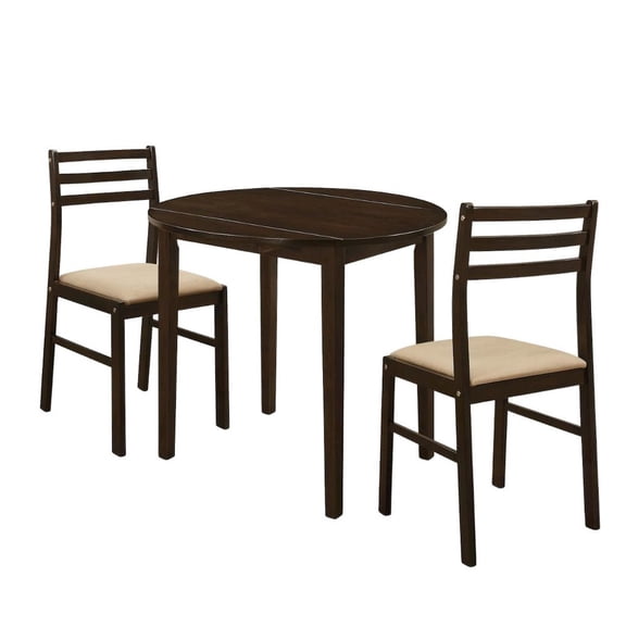 FurniFact Brown Round Drop Leaf Table and Chairs for Dining Room, Set for 2