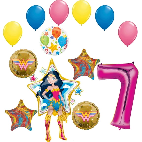 Wonder Woman 7th Birthday Party Supplies Balloon Bouquet Decorations