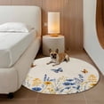 thumbnail image 5 of Area Rug 48in, Colorful Lavender Daisy on Linen Floor Carpet Living Room Rug, Summer Flower Butterfly Non-Slip Welcome Mat Indoor Rugs for Bedroom Dining Room, 5 of 9