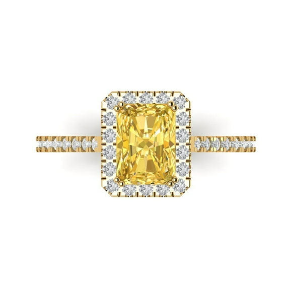 Clara Pucci 14K Yellow Gold 1.86ct Yellow Solitaire with Accents Ring